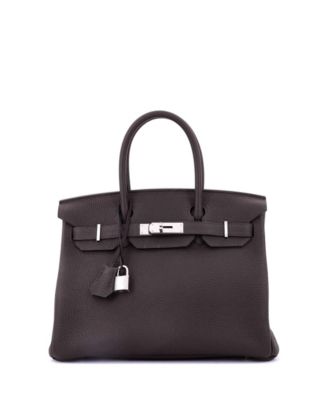 Birkin 30 Handbag Brown Togo with Palladium Hardware