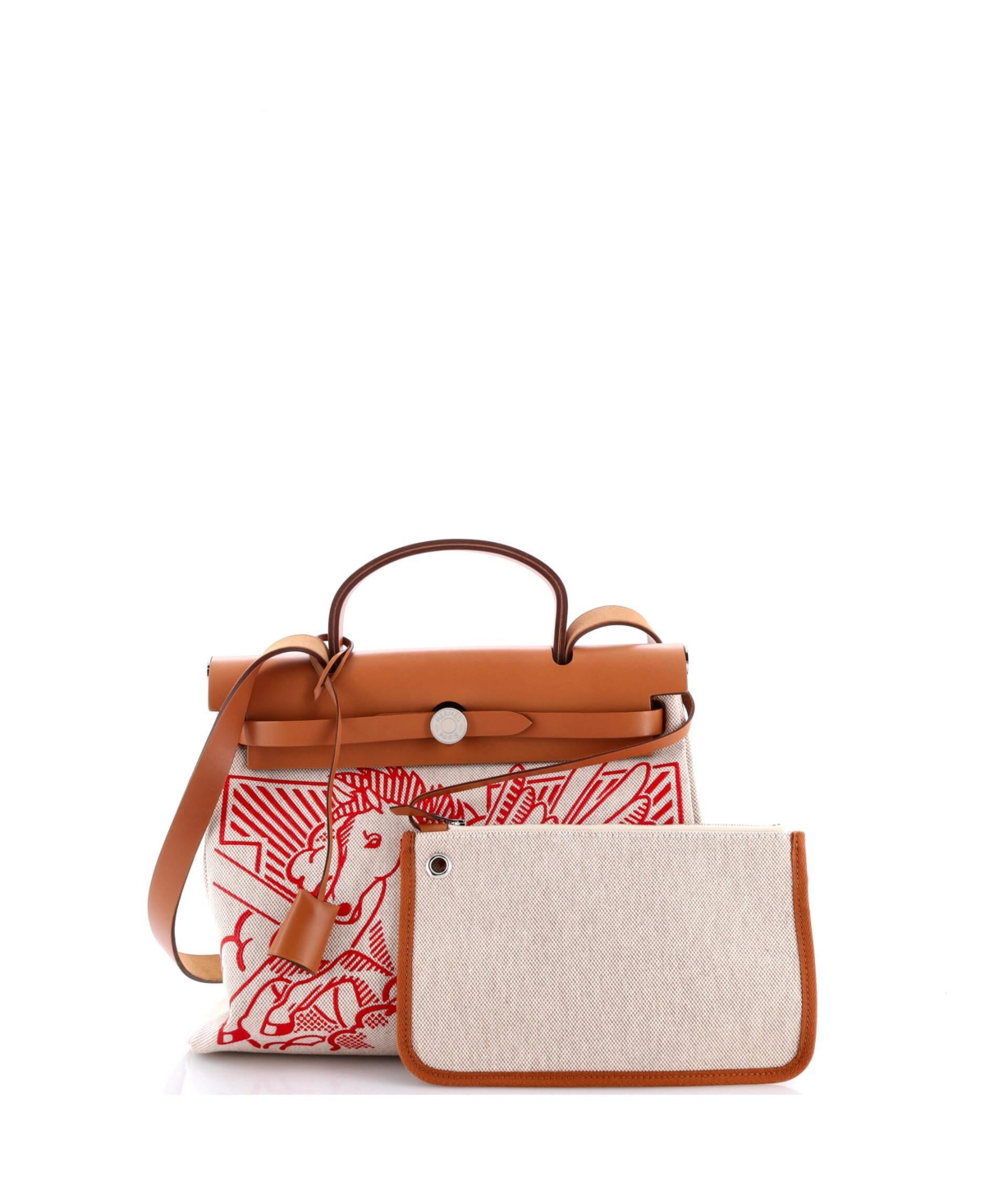 Pre-Owned Hermes 31 Herbag Zip Pegase Pop Toile and Leather