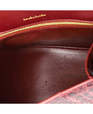 Small Hourglass Top Handle Bag Embossed Leather