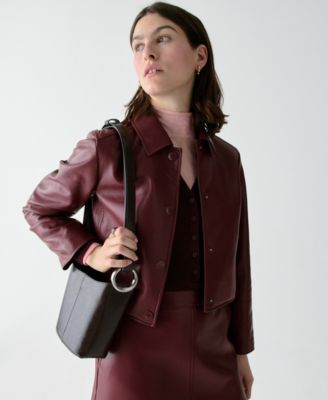 Halo Glazed Leather Mini Bucket Bag