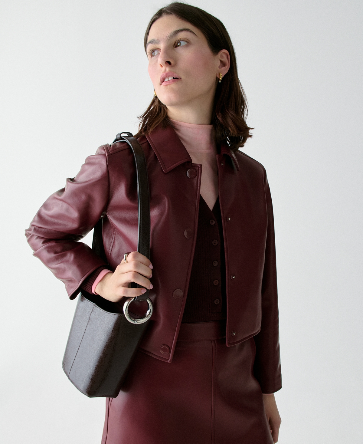 kate spade new york Halo Glazed Leather Mini Bucket Bag