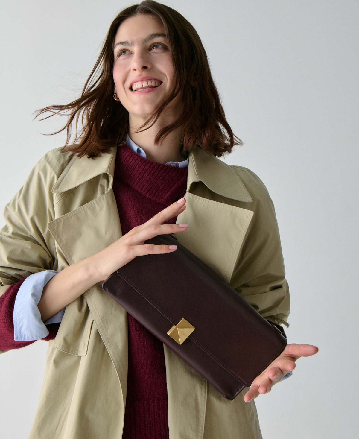 Kate Spade Deco Fine Grain Leather Soft Shoulder Bag In Burgundy