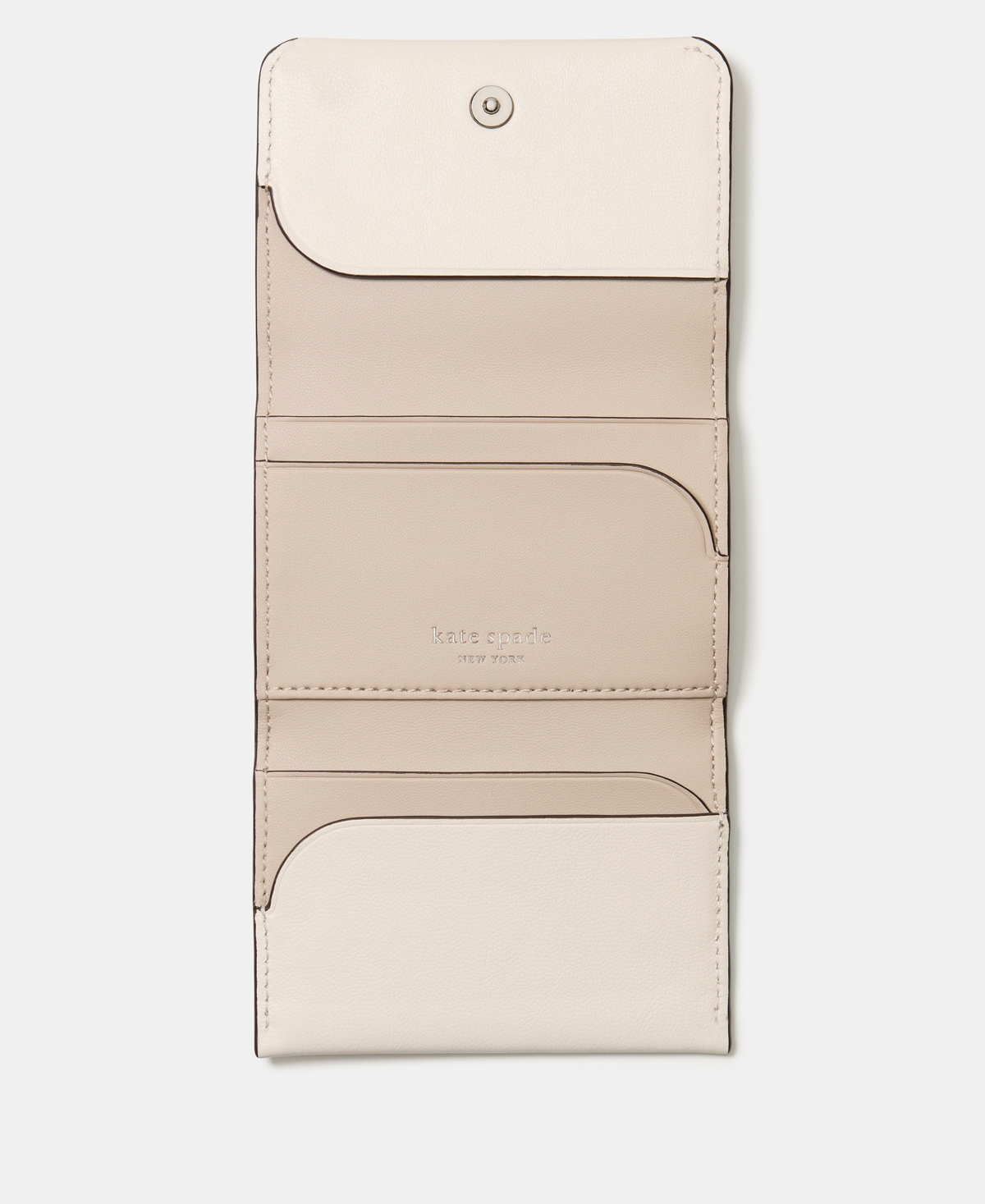 Kate Spade Halo Fine Grain Leather Card Case Trifold Wallet In White