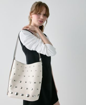 Halo Medium Studded Leather Bucket Bag