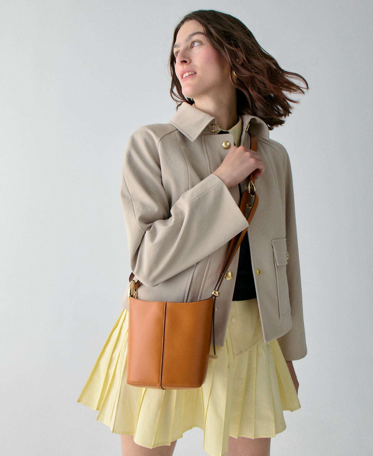 Kate Spade Halo Fine Grain Leather Mini Bucket In Orange