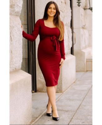 Maternity Basic Square Neck Midi Dress