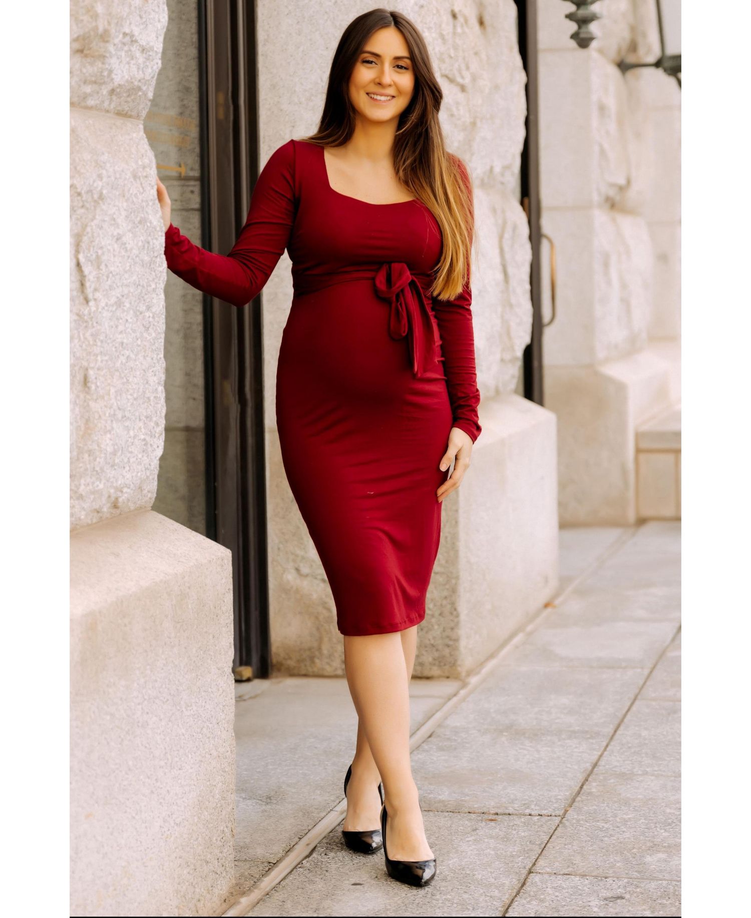 Women's Basic Square Neck Midi Dress