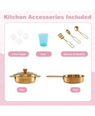 Kids Wooden Pretend Play Kitchen with Blackboard & Accessories