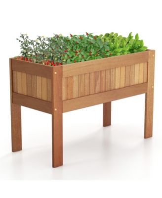 Wooden Raised Garden Bed Solid Wood Elevated Planter Box with Legs