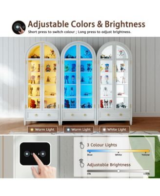 73" Arched Glass Display Cabinet with LED & Motion Sensor