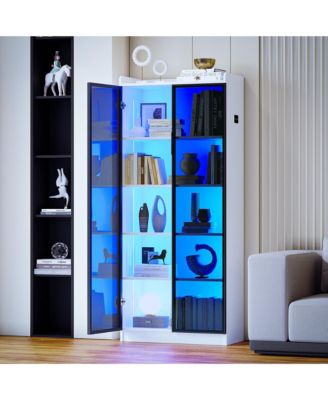 Wine Bar Storage Cabinet with LED Lights