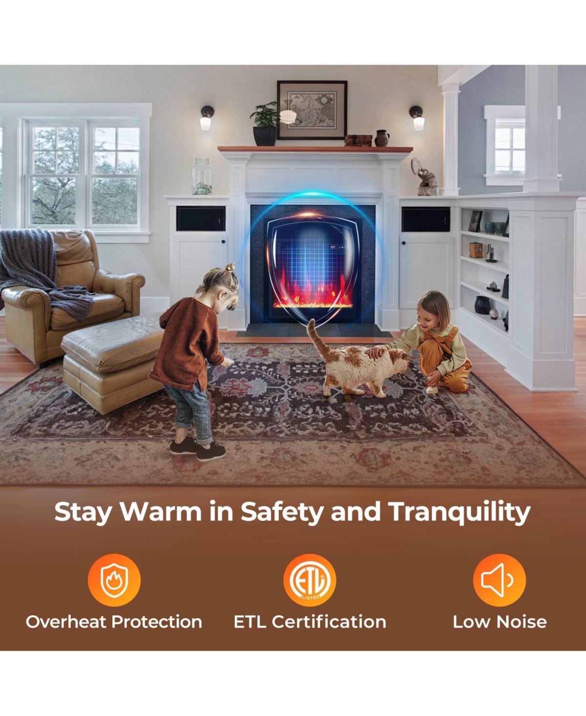 Sugift 18 Inch Electric Fireplace Insert Fireplace Heater with Overheat Protection