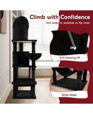 Gothic Cat Tree with 2 Cat Condos and Spooky Dangling Ball for Indoor Cats