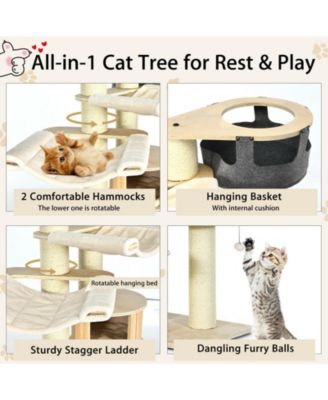 77.5-Inch Cat Tree Condo Multi-Level Kitten Activity Tower with Sisal Posts