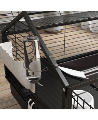 Small Animal Playpen Cage with Rolling Caster, Water Bottle 46.5"