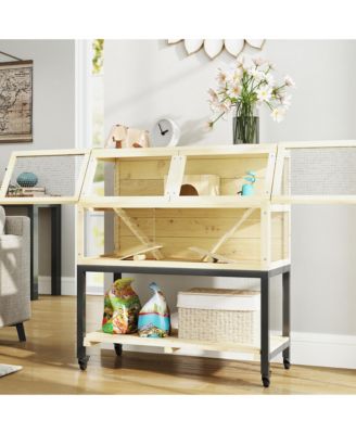 Hamster Cage on Wheels with Storage Shelf, 34"L x 17"W x 40"H