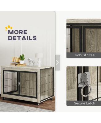 39" Dog Crate Furniture on Wheels, for Large Dogs,