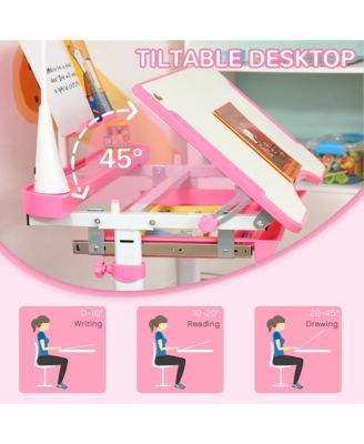 Functional Kids Desk and Chair Set Height Adjustable School Study Table