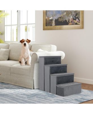 4-Step Dog Stairs Non-slip Foldable Dog Ramp with Adjustable Steps
