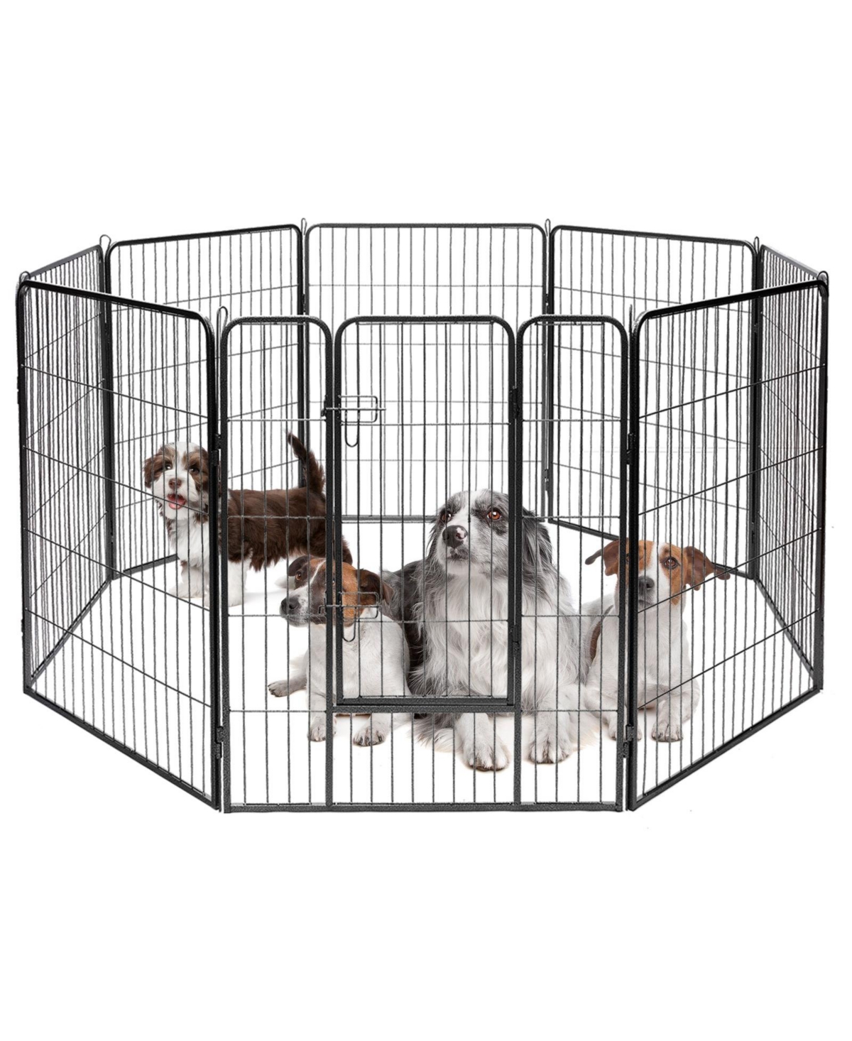 Sugift 8 Metal Panel Heavy Duty Pet Playpen Dog Fence with Door-40 Inch