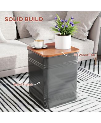 Ottoman with Storage Set of 2, Ottoman Stool with Metal Frame,