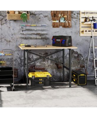 46"L x 28"W Wooden Work Table with X-Shape Bracket for Stability