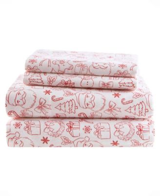 Novelty Printed Flannel 4-Pc. Sheet Set, Full