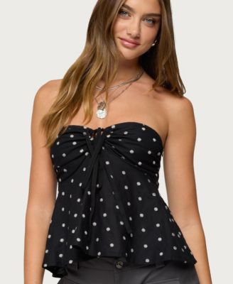Women's Izzey Polka Dot Strapless Babydoll Top