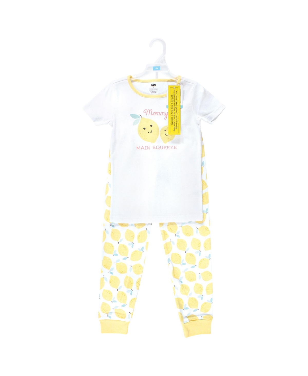 Hudson Baby Infant Girls Cotton Pajama Set, Mint Lemon, 6 Years