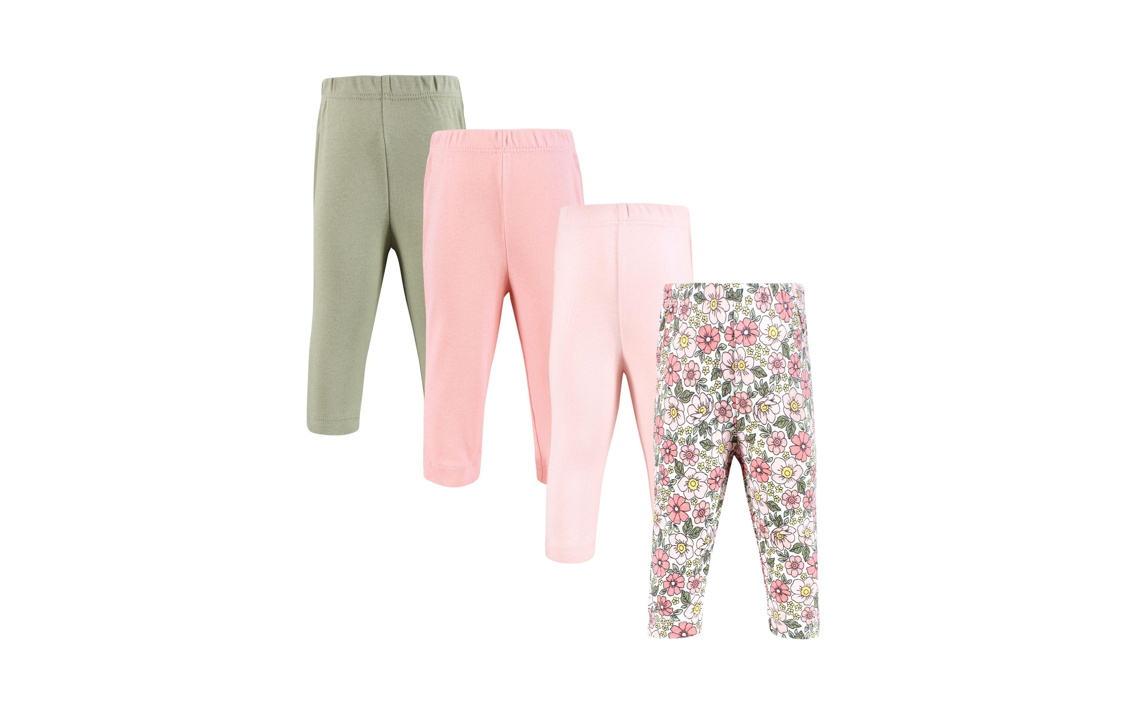 Hudson Baby Baby Girls Hudson Cotton Pants and Leggings, Pink Yellow Pretty Floral, 18-24 Months