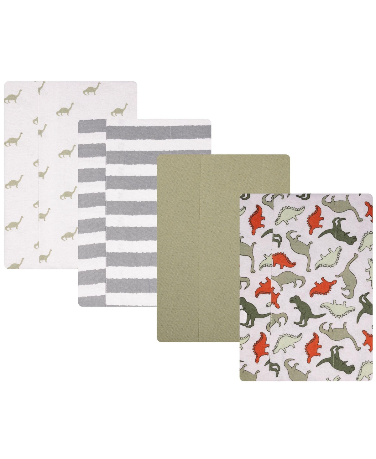 Hudson Baby Cotton Flannel Burp Cloths 4-Pack, Multi Color Dino, One Size