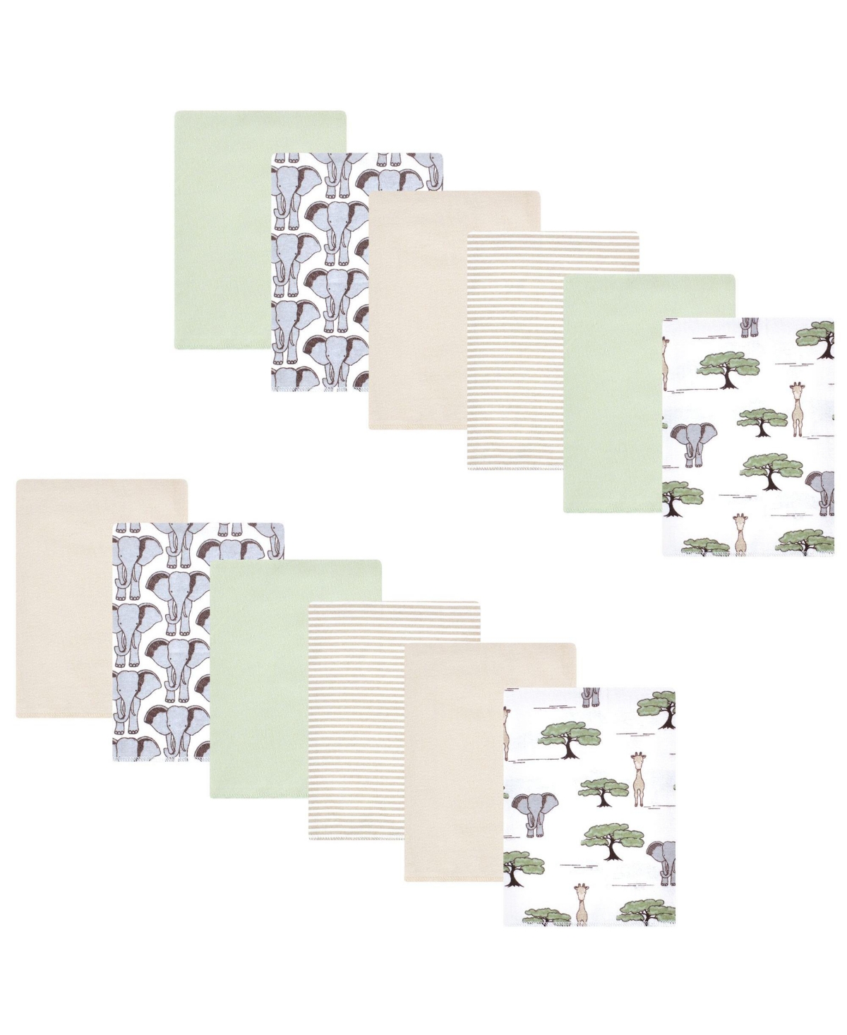 Hudson Baby Cotton Flannel Burp Cloths 12-Pack Bundle, Wild Safari Adventures, One Size