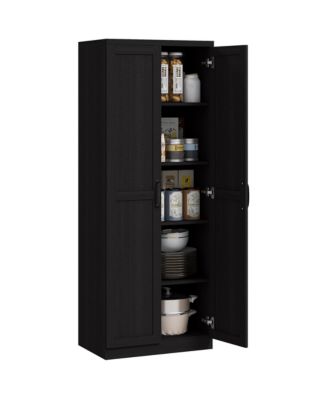 63" Kitchen Pantry, Storage Cabinet with 2 Doors, Adjustable Shelves