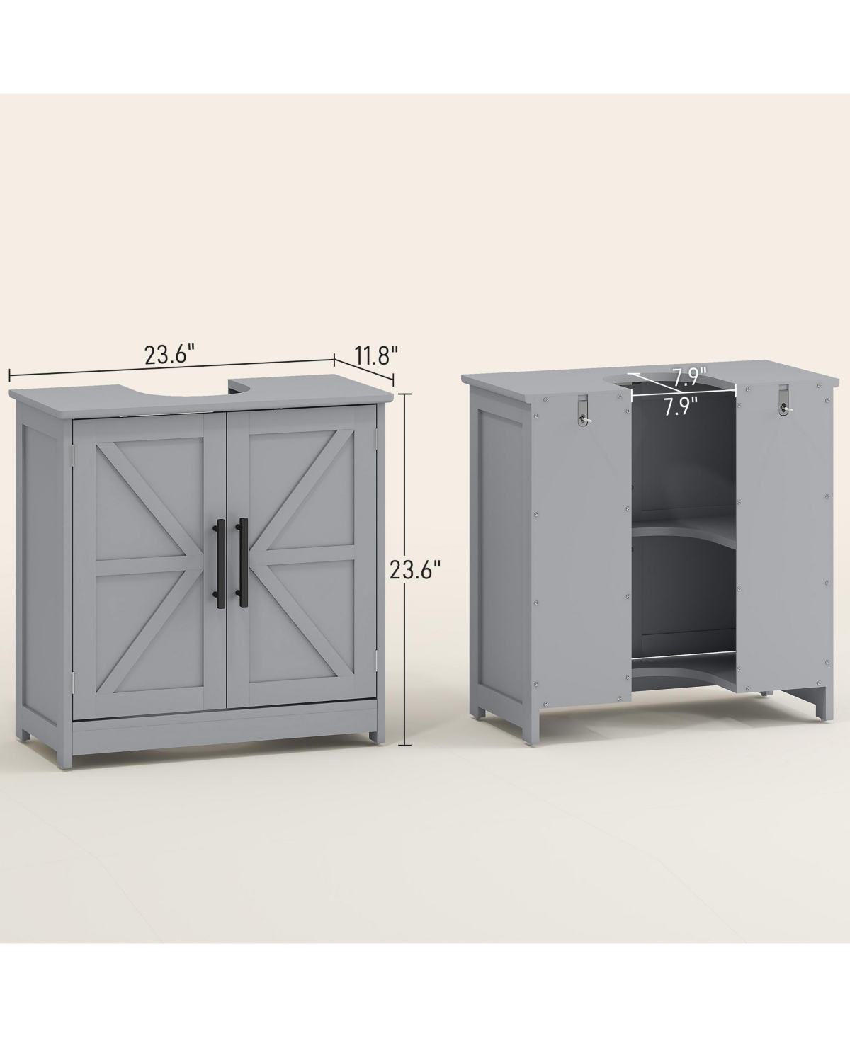 Homcom Pedestal Sink Storage Cabinet, Bathroom Sink Cabinet, Light