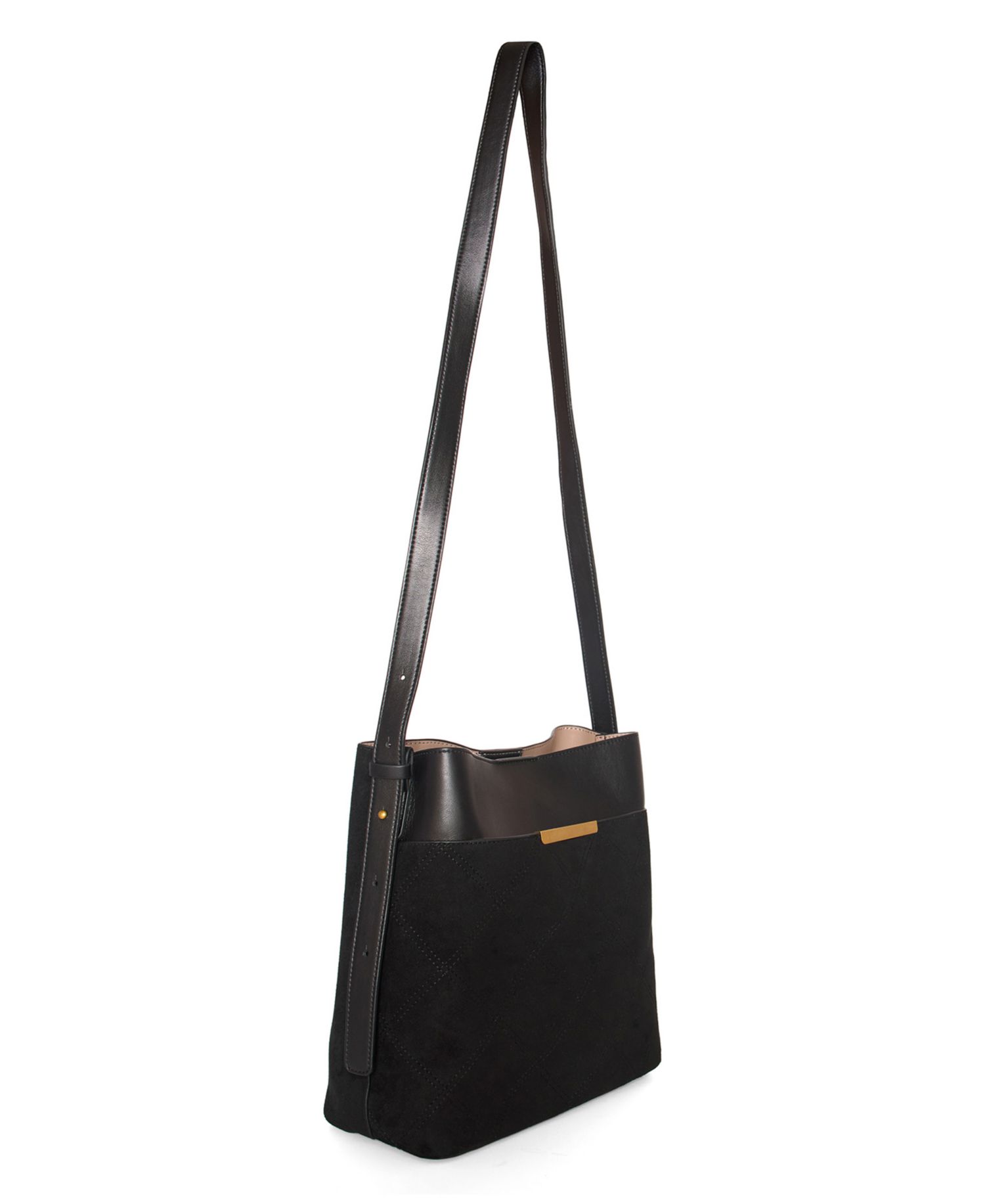 Midnight Quilted Suede Small Tote Bag