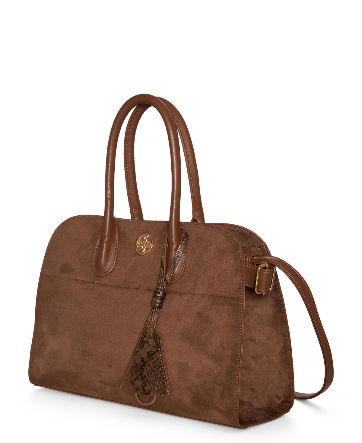 Like Dreams Aurora Top Handle Suede Tassel Medium Satchel Bag In Brown