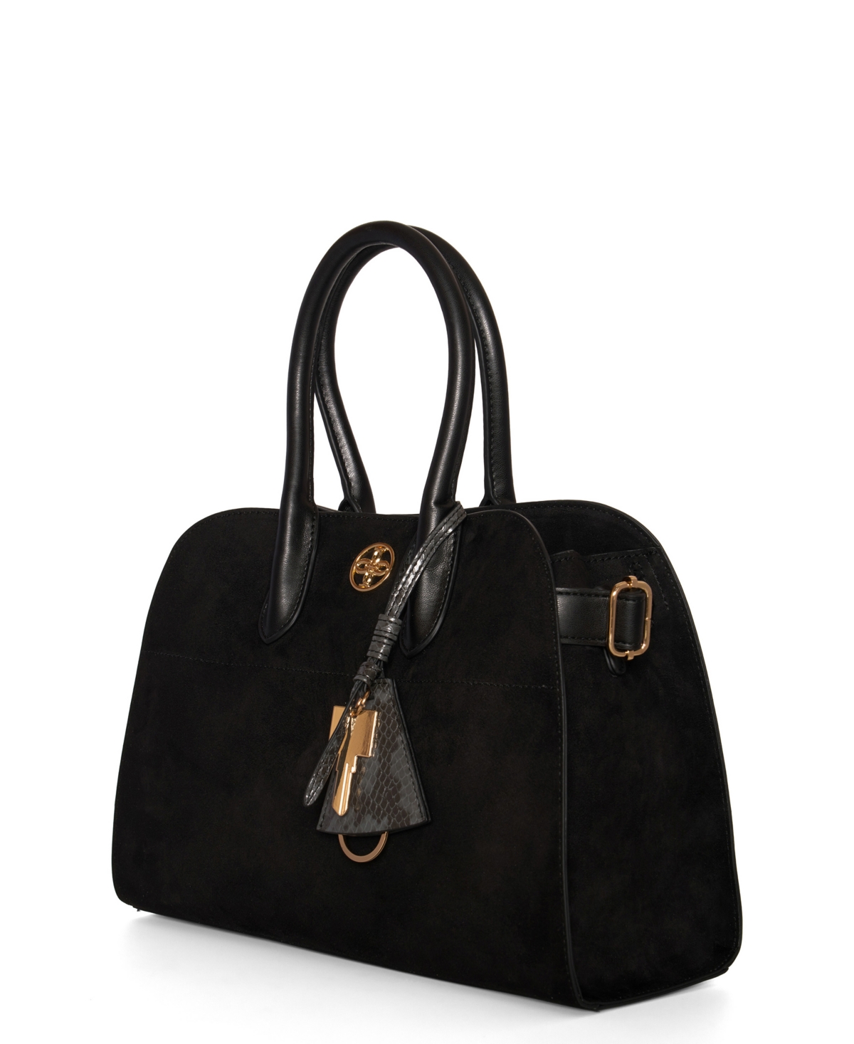 Like Dreams Aurora Top Handle Suede Tassel Medium Satchel Bag In Black