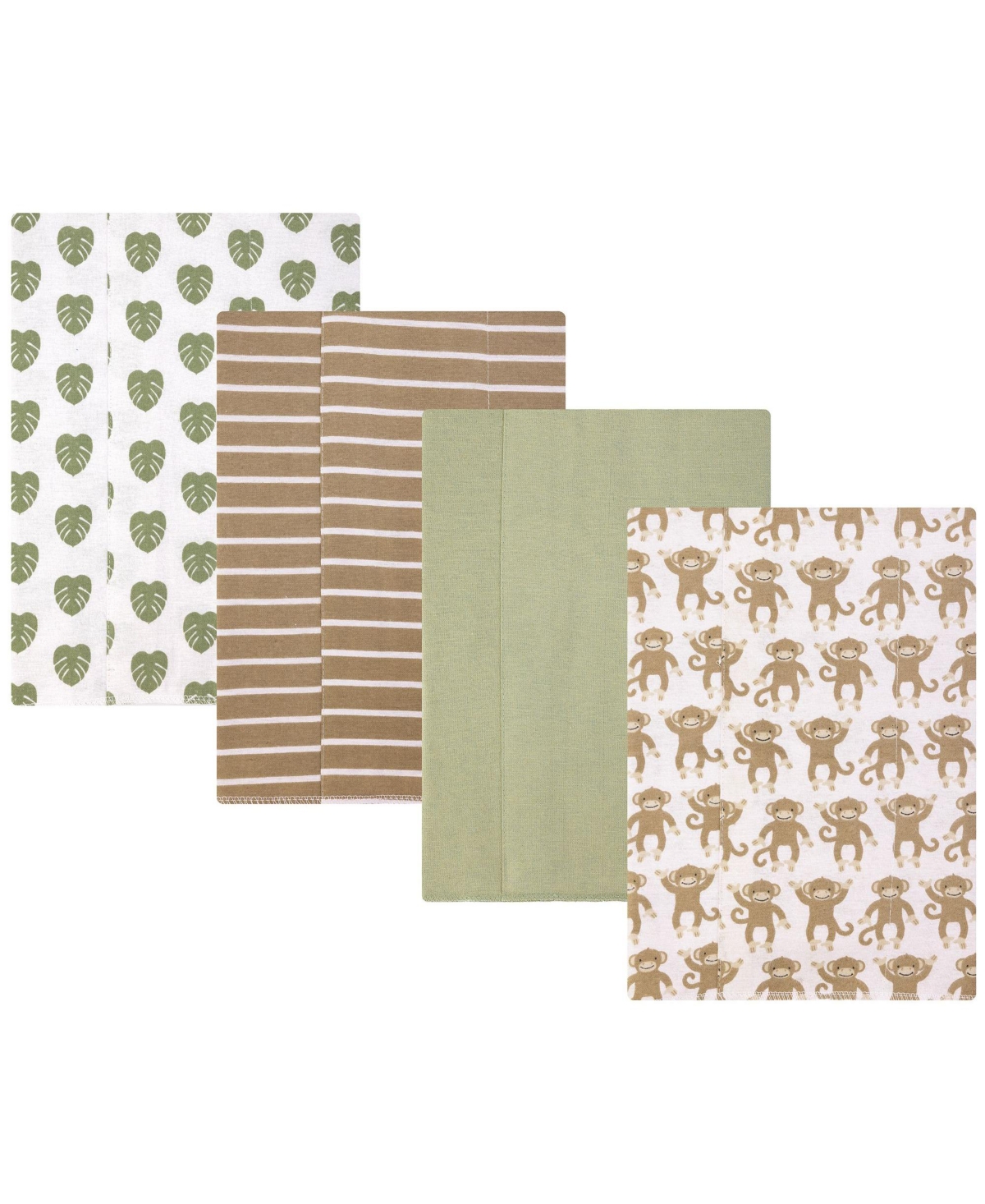 Hudson Baby Infant Boys Cotton Flannel Burp Cloths -Pack, Monkey