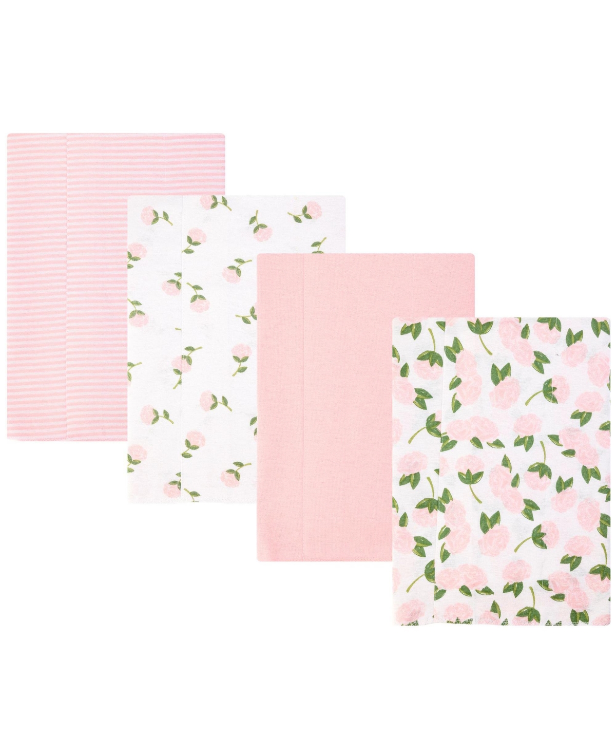 Hudson Baby Infant Girls Cotton Flannel Burp Cloths -Pack, Pink Peony