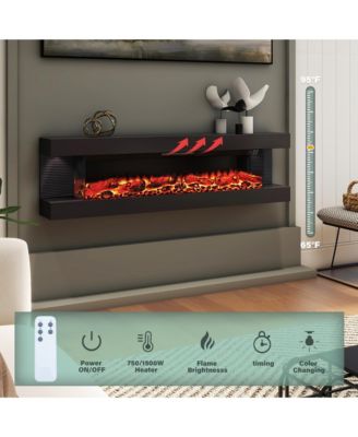 Suspended LED Light Mantel with Remote Control Stylish Electric Fireplace