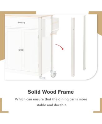 54.3inch Kitchen Island Cart with Solid Wood Top, Locking Wheels, 4-Door Cabinet, Two Drawers, Spice Rack and Towel Rack for Dining Room