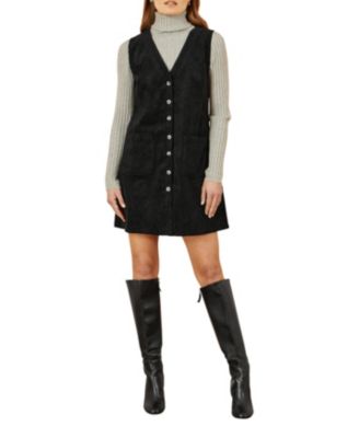 Women's Cord Tunic Dress With Pockets