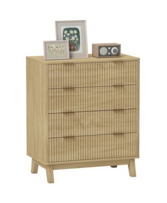 4 Drawer Dresser for Bedroom, Fluted Chest of Drawers