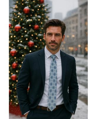 Big & Tall Clarence The Classy Snowflake Silk Holiday Necktie