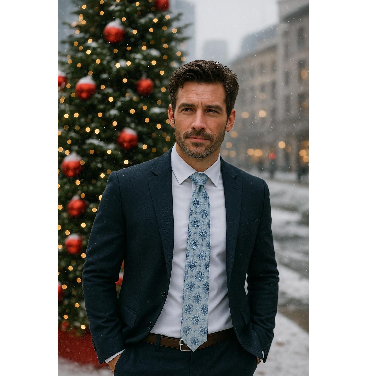 Big & Tall Clarence The Classy Snowflake Silk Holiday Necktie