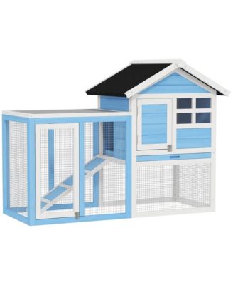 48" Rabbit Hutch 2 Story Small Animal House w/ Run Pull Out Tray Ramp