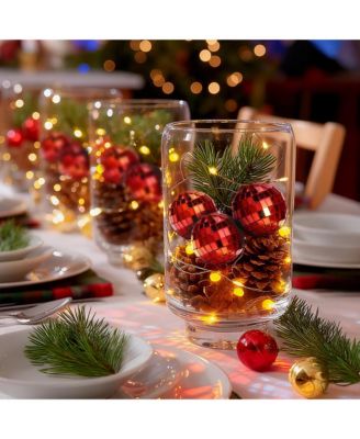 20PCS 1.6" Small Disco Ball Mirror Mini Hanging Decoration for Events Wedding 70s 80s Party Business Holiday Home Decor Red