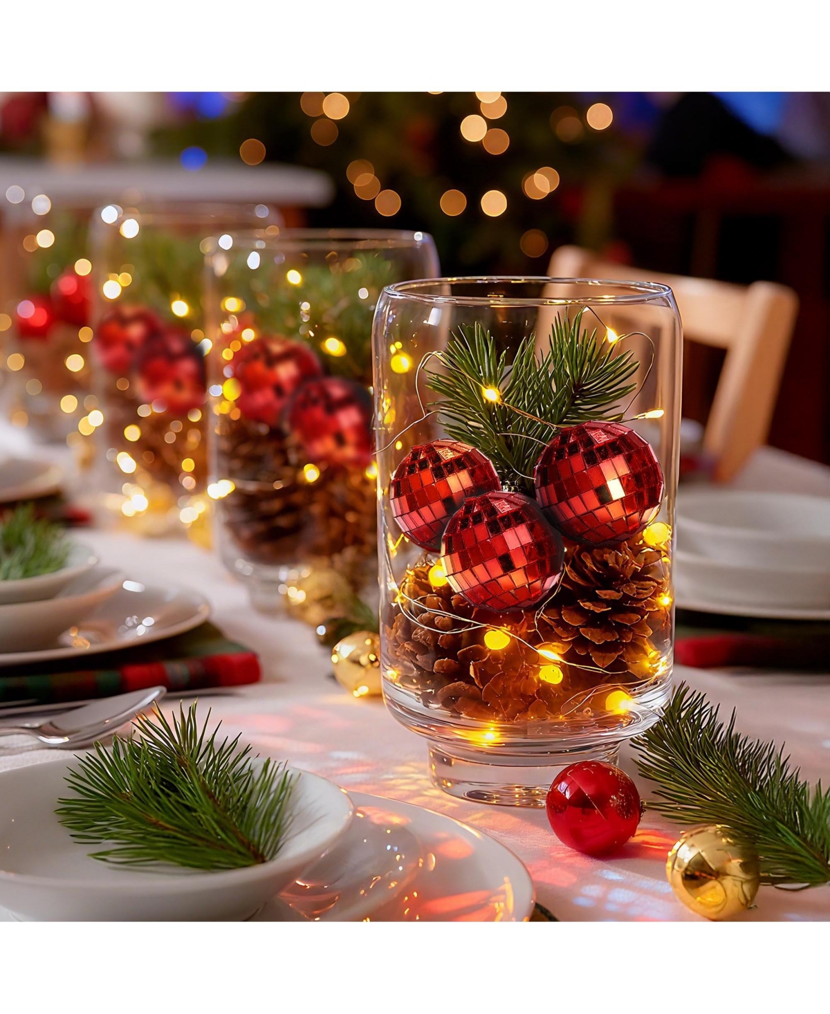 Yescom 20PCS 1.6" Small Disco Ball Mirror Mini Hanging Decoration for Events Wedding 70s 80s Party Business Holiday Home Decor Red