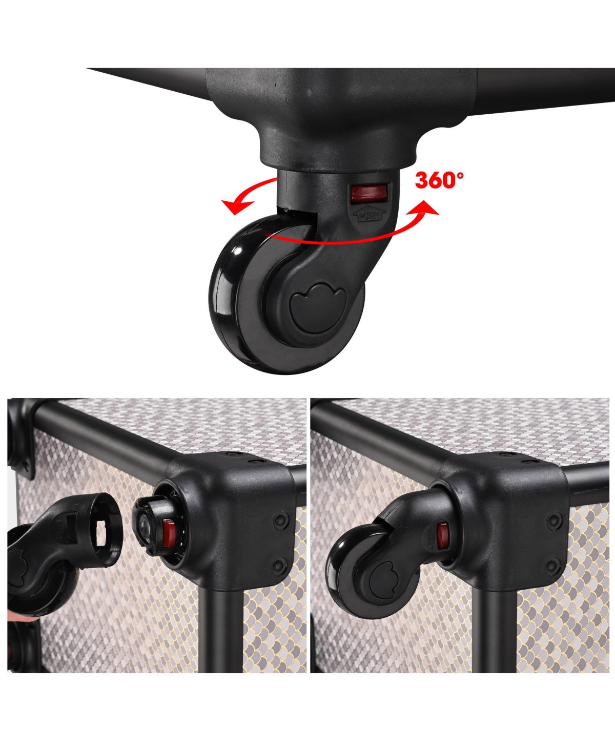 Byootique Rolling Makeup Train Case 4in1 Professional Travel Art Deco Graphite