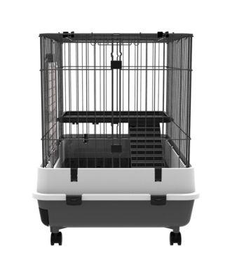 2-Level Small Animal Cage with Wheels, Tray, Platform, Ramp,